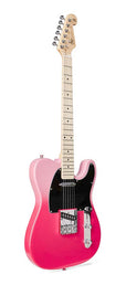 TE style electric guitar with gigbag, pink twilight