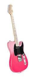 TE style electric guitar with gigbag, pink twilight