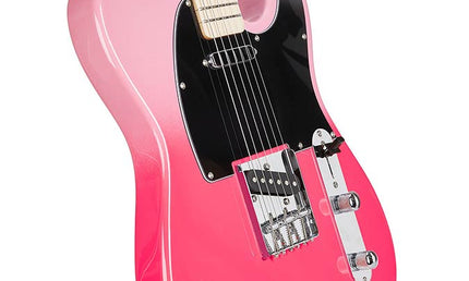 TE style electric guitar with gigbag, pink twilight