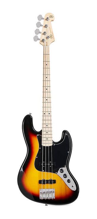 JB style electric bass guitar with gigbag, 3 tone sunburst