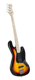 JB style electric bass guitar with gigbag, 3 tone sunburst