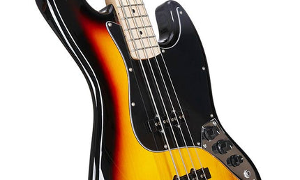 JB style electric bass guitar with gigbag, 3 tone sunburst