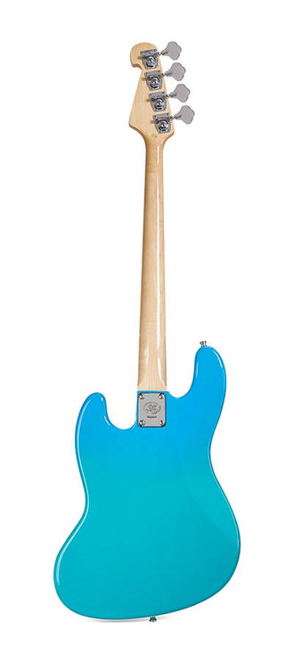 JB style electric bass guitar with gigbag, blue glow