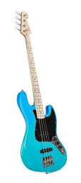 JB style electric bass guitar with gigbag, blue glow