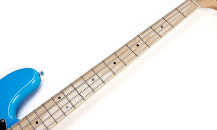 JB style electric bass guitar with gigbag, blue glow