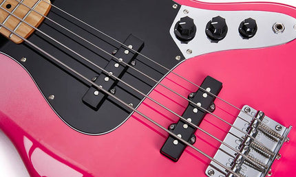 JB style electric bass guitar with gigbag, pink twilight