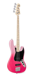 JB style electric bass guitar with gigbag, pink twilight