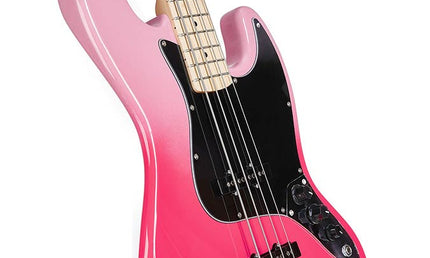 JB style electric bass guitar with gigbag, pink twilight