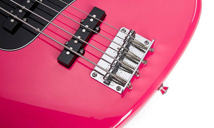 JB style electric bass guitar with gigbag, pink twilight