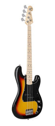 PB style electric bass guitar with gigbag, 3 tone sunburst