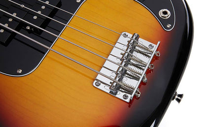 PB style electric bass guitar with gigbag, 3 tone sunburst