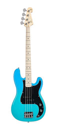 PB style electric bass guitar with gigbag, blue glow