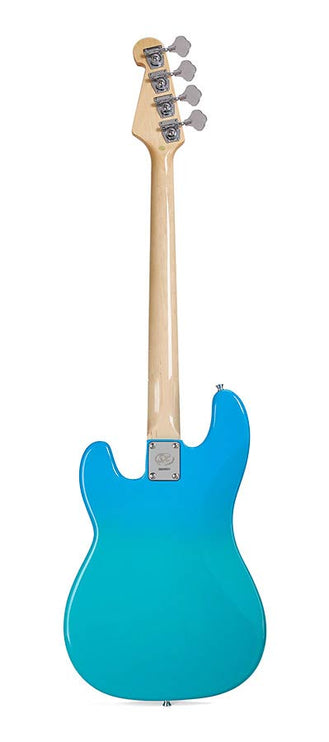 PB style electric bass guitar with gigbag, blue glow