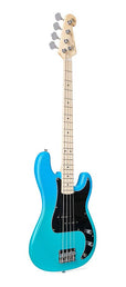 PB style electric bass guitar with gigbag, blue glow