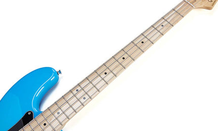 PB style electric bass guitar with gigbag, blue glow