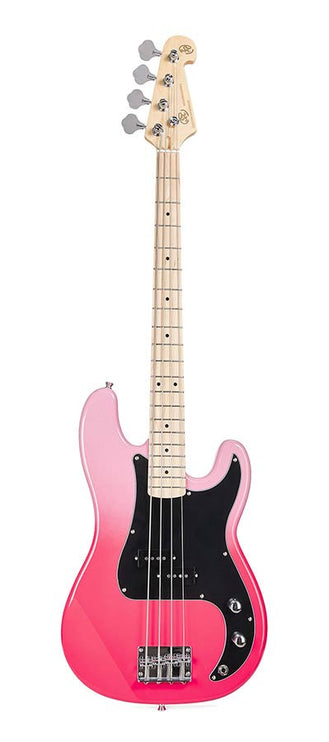 PB style electric bass guitar with gigbag, pink twilight