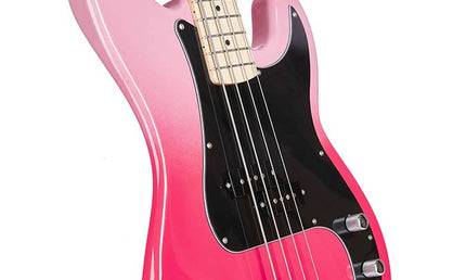 PB style electric bass guitar with gigbag, pink twilight