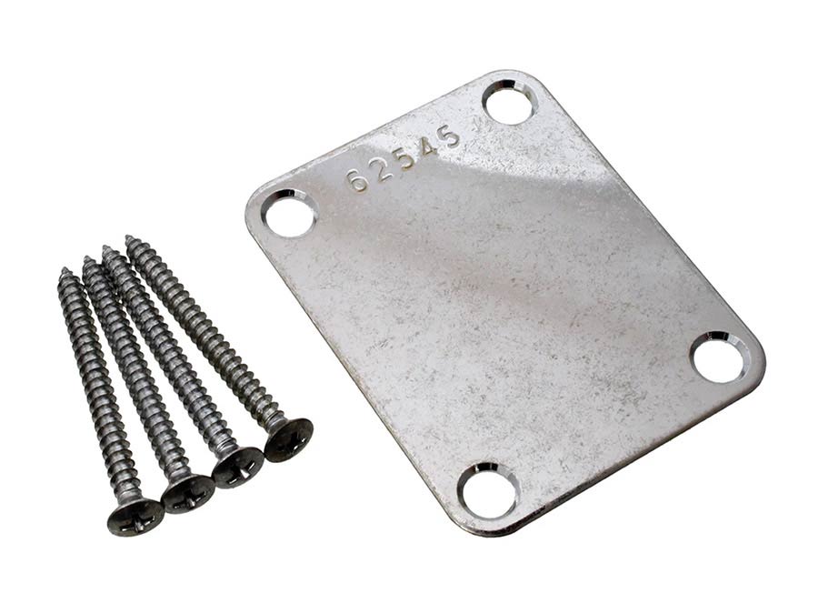Allparts - AP0601007 - serial numbered neck plate, aged chrome