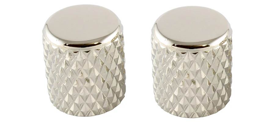 Allparts - MK0112001 - heavy knurl barrel knobs, nickel, 2pcs