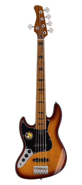 lefty alder 5-string passive bass guitar tobacco sunburst