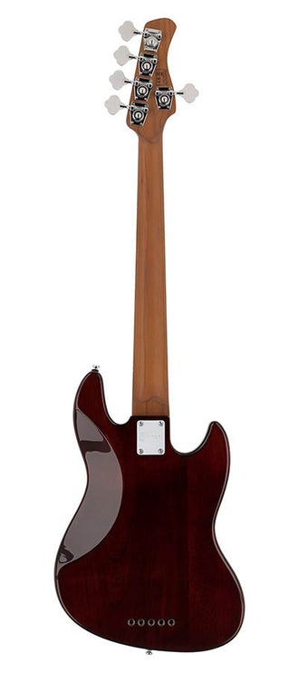 lefty alder 5-string passive bass guitar tobacco sunburst