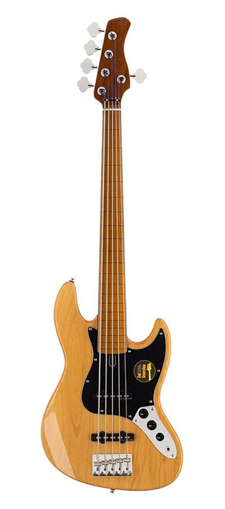 fretless alder 5-string passive bass guitar natural