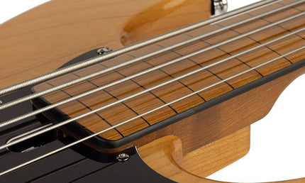 fretless alder 5-string passive bass guitar natural