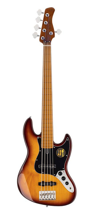 fretless alder 5-string passive bass guitar tobacco sunburst