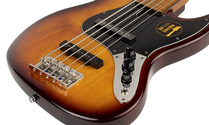 fretless alder 5-string passive bass guitar tobacco sunburst