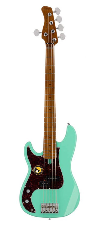 lefty alder 5-string passive bass guitar mild green