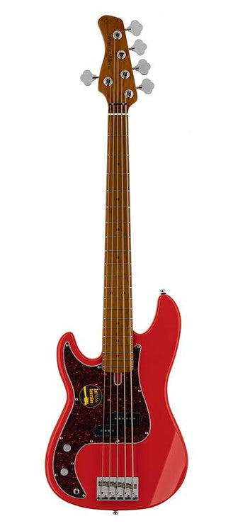 lefty alder 5-string passive bass guitar dakota red