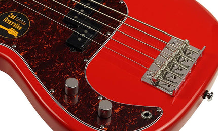 lefty alder 5-string passive bass guitar dakota red