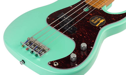 fretless alder 4-string passive bass guitar mild green