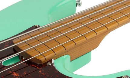 fretless alder 4-string passive bass guitar mild green