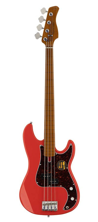 fretless alder 4-string passive bass guitar dakota red