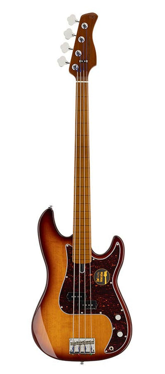 fretless alder 4-string passive bass guitar tobacco sunburst