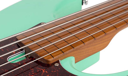 fretless alder 5-string passive bass guitar mild green