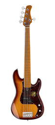 fretless alder 5-string passive bass guitar tobacco sunburst