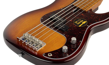 fretless alder 5-string passive bass guitar tobacco sunburst