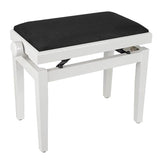 Boston - PB1/3020 - Piano Bench - Adjustable Seat (55,5x32,5x48-56cm), Glossy White With Black Velvet Seat