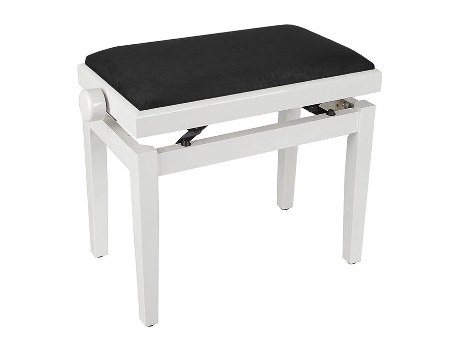 Boston - PB1/3020 - Piano Bench - Adjustable Seat (55,5x32,5x48-56cm), Glossy White With Black Velvet Seat