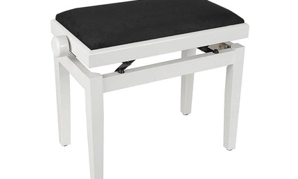 piano bench with adjustable seat (55,5x32,5x48-56cm), glossy white with black velvet seat