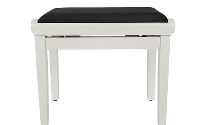 piano bench with adjustable seat (55,5x32,5x48-56cm), glossy white with black velvet seat