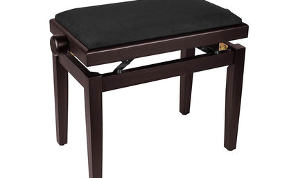 piano bench with adjustable seat (55,5x32,5x48-56cm), glossy rosewood with black velvet seat