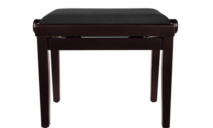 piano bench with adjustable seat (55,5x32,5x48-56cm), glossy rosewood with black velvet seat