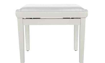 piano bench with adjustable seat (55,5x32,5x48-56cm), glossy white with white vinyl seat