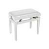 piano bench with adjustable seat (55,5x32,5x48-56cm), glossy white with white vinyl seat