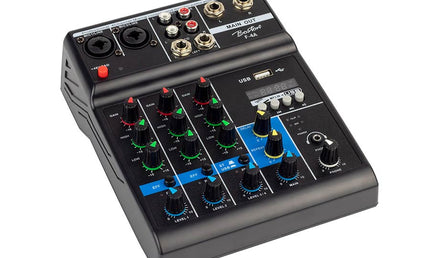 mixing console 2 mono + 2 stereo inputs, USB player, audio interface, 48V phantom power, delay