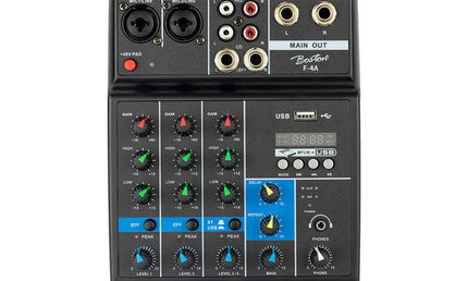 mixing console 2 mono + 2 stereo inputs, USB player, audio interface, 48V phantom power, delay