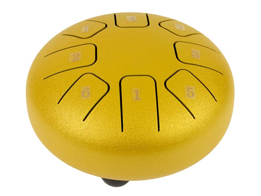 steel tongue drum 6" gold, 8 notes C-Major ionian: C4-D4-E4-F4-G4-A4-B4-C5